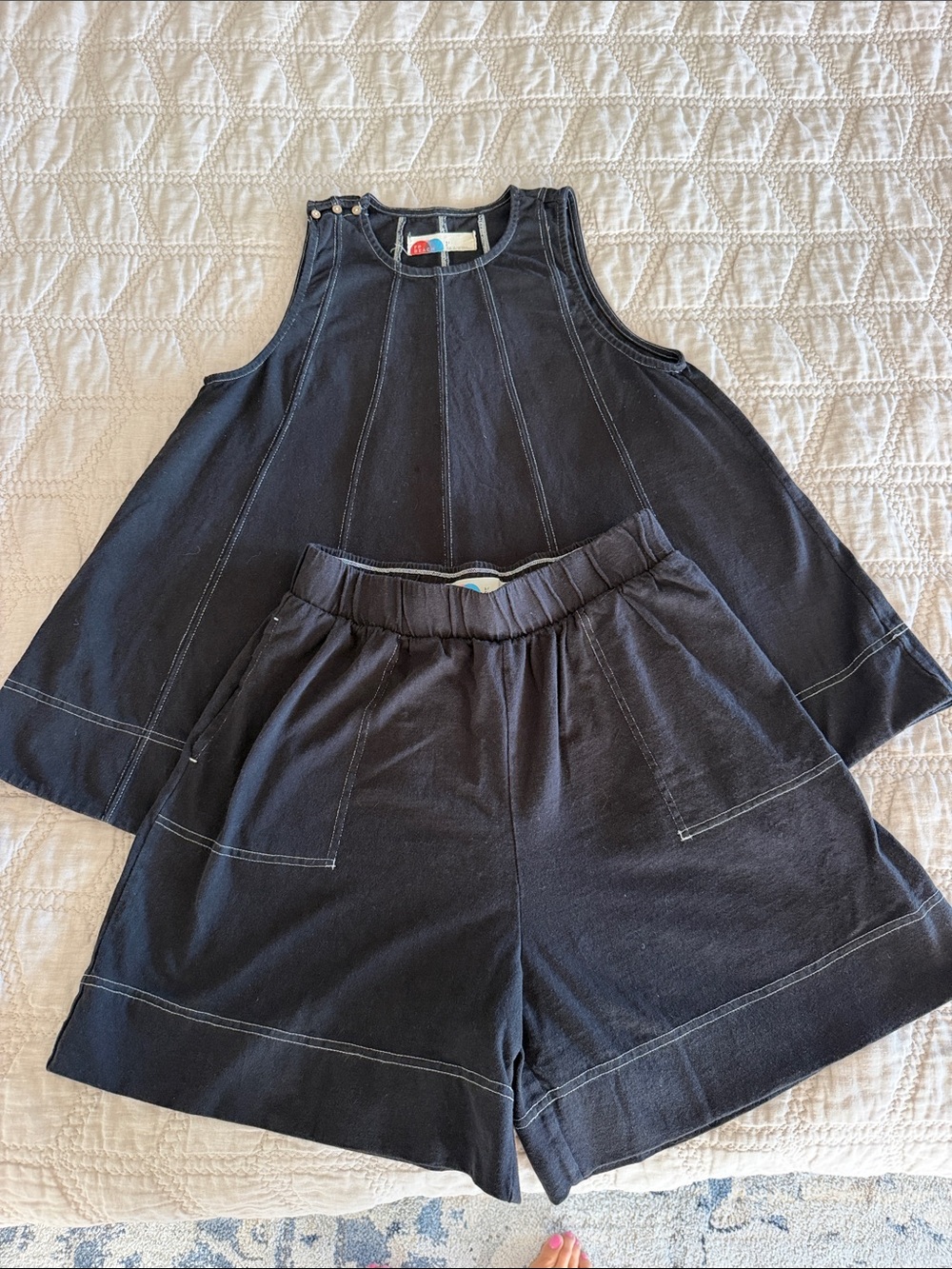 FP Beach Black Sleeveless Top & Elastic Waist Shorts Set